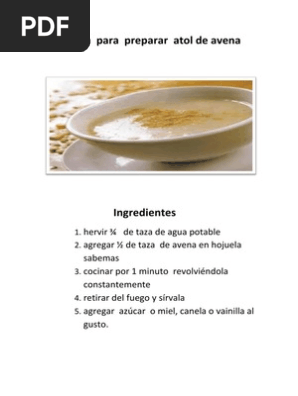 Receta para Preparar Atol de Avena | PDF