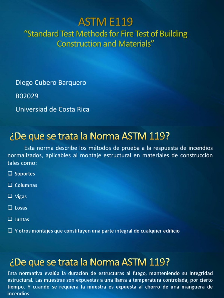 Métodos de Prueba ASTM E119 para Incendios | PDF | Resistencia ...