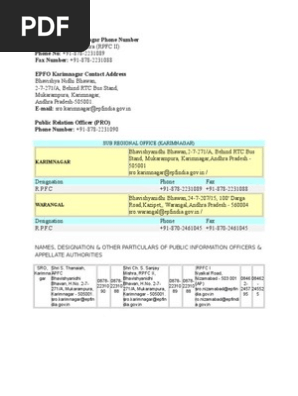EPFO Office Karimnagar Phone Number