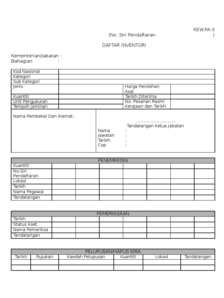Kew 1 Pa 3 Daftar Inventory Pdf