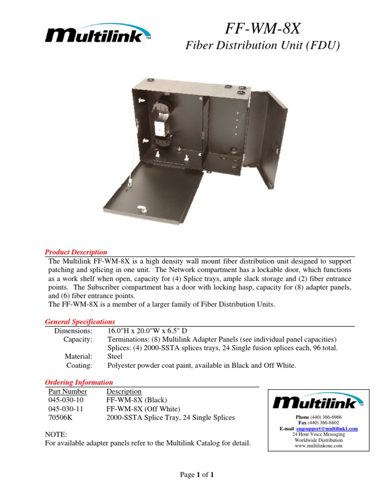Fiber Distribution Unit Specs | PDF