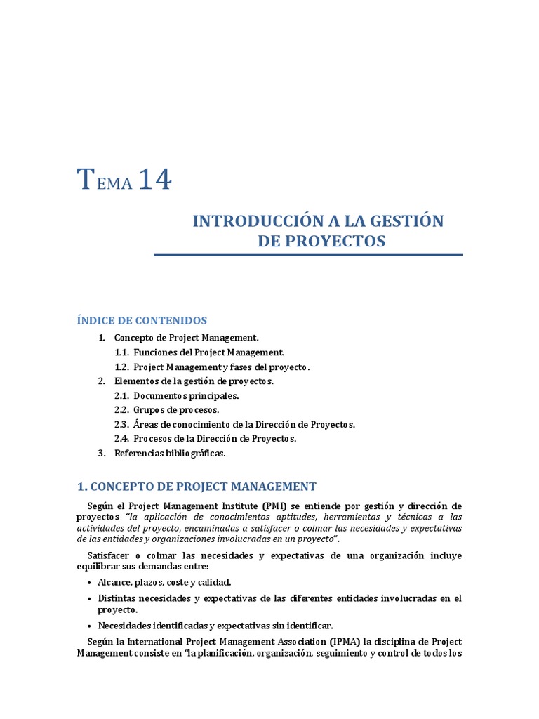 Introducción a la gestión de proyectos | PDF | Gestión de proyectos ...