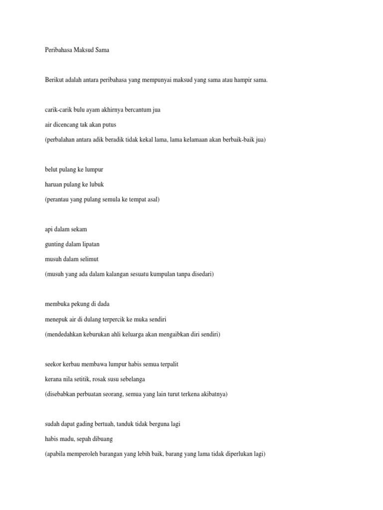 Peribahasa Sama Maksud Pdf