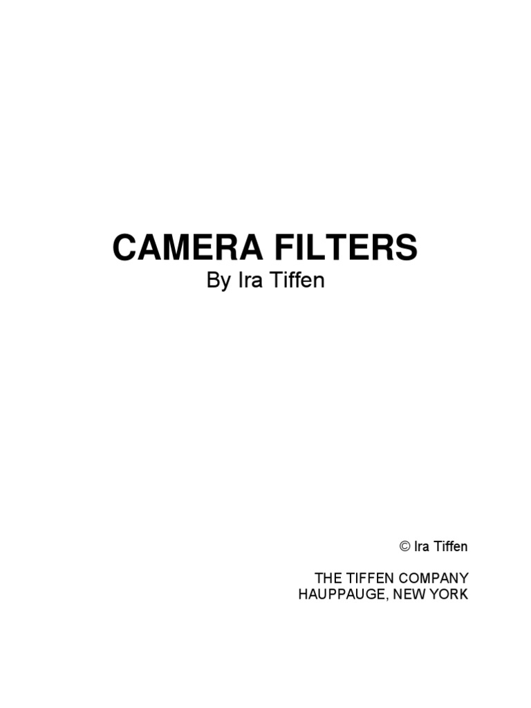 Camera Filters by Ira Tiffen PDF Exposure (Photography) Optical