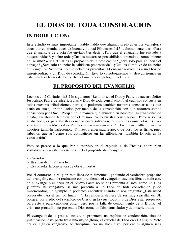 Dios de toda consolación en el evangelio | PDF | Cristo (título ...