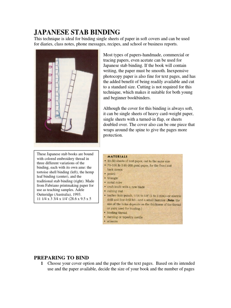 Japanese Stab Binding Guide | PDF | Bookbinding | Crafts, image size:768x1024