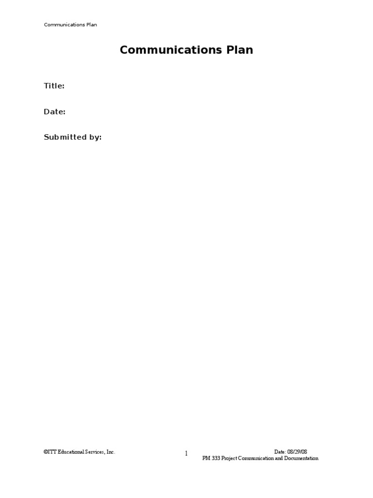 Communications Plan Template | PDF