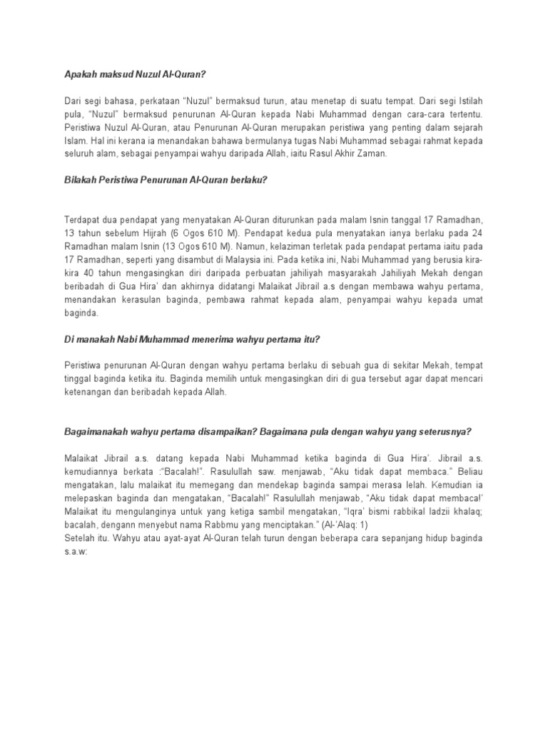 Apakah Maksud Nuzul Alquran