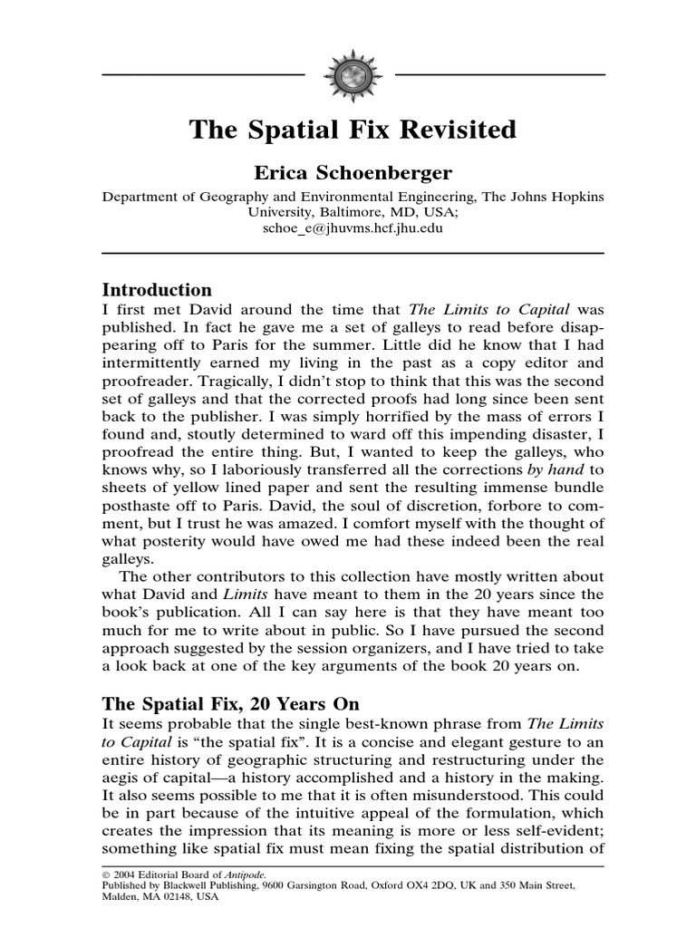 The Spatial Fix Revisited: Erica Schoenberger | PDF | Infrastructure ...