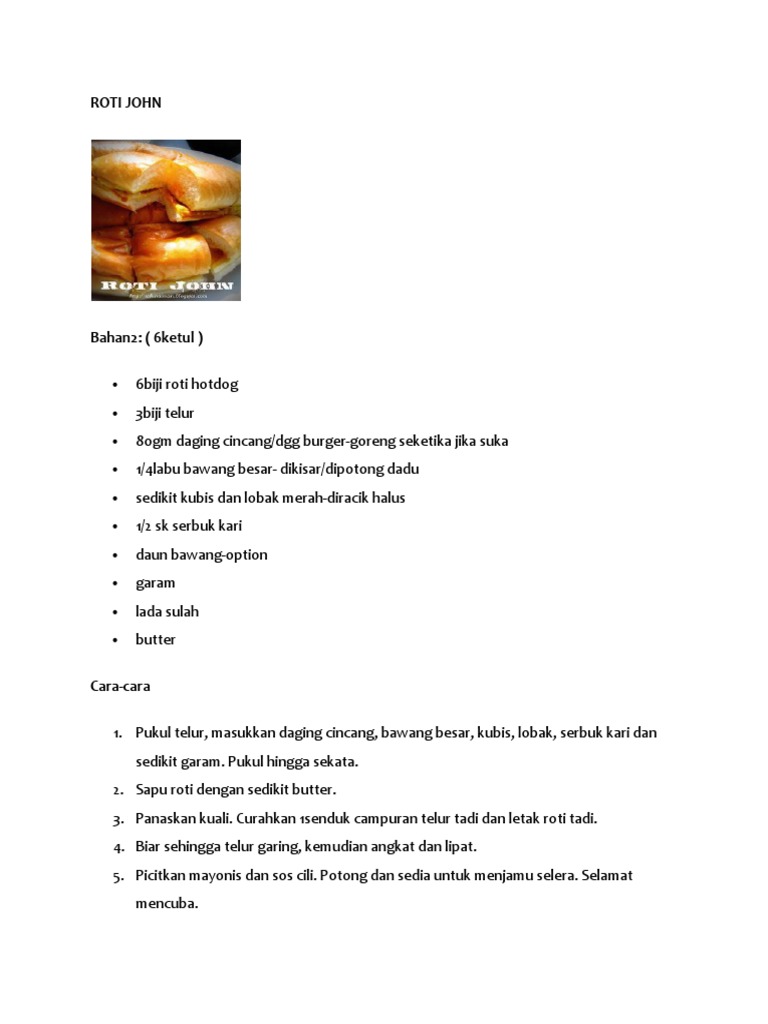 Resep Roti John Praktis dan Lezat | PDF