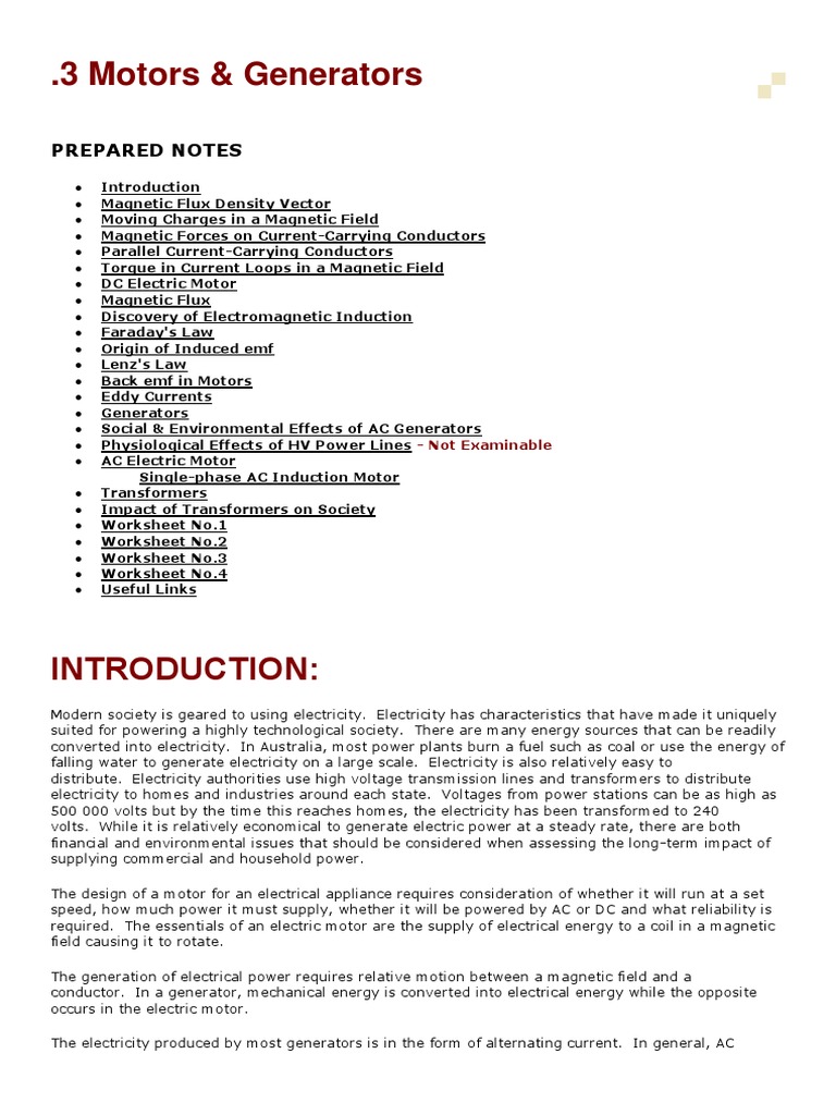 Motors & Generators Physics Guide | PDF