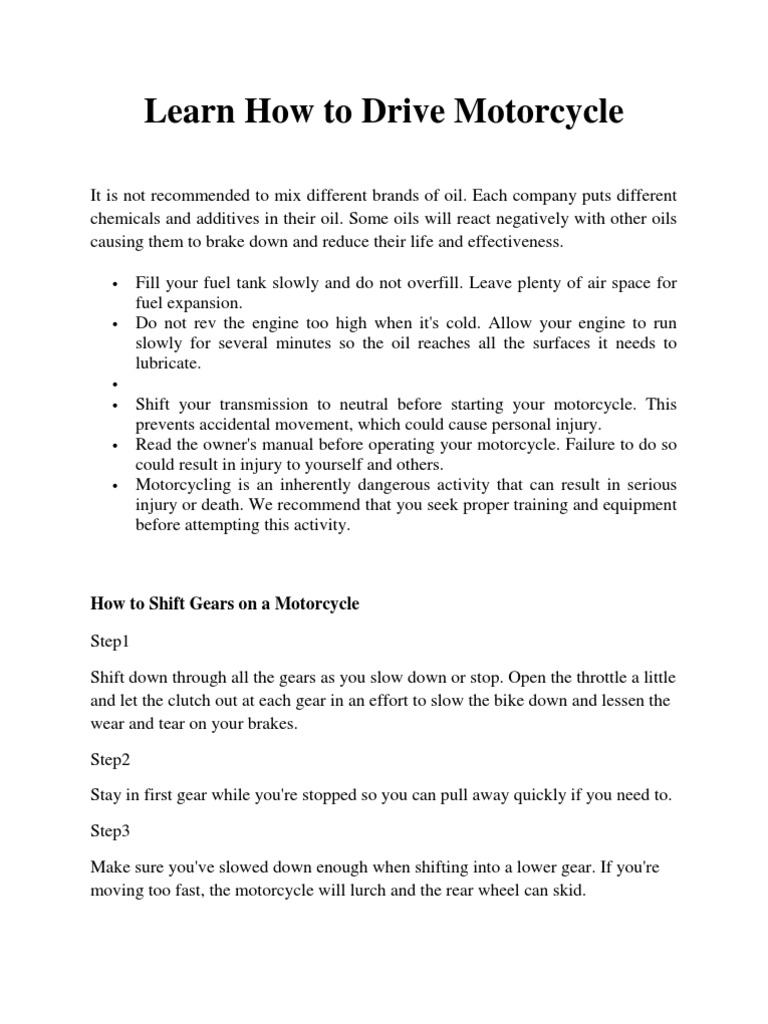 Learn How To Drive Motorcycle | PDF | Manual Transmission | Clutch