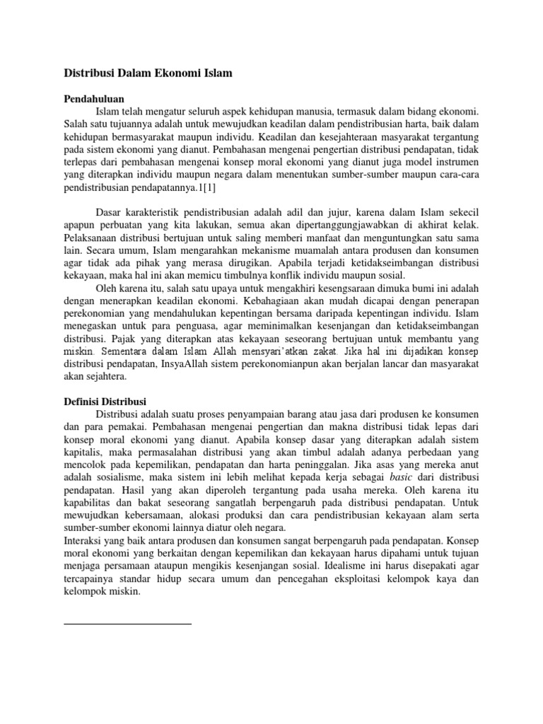 Distribusi Dalam Ekonomi Islam Pdf