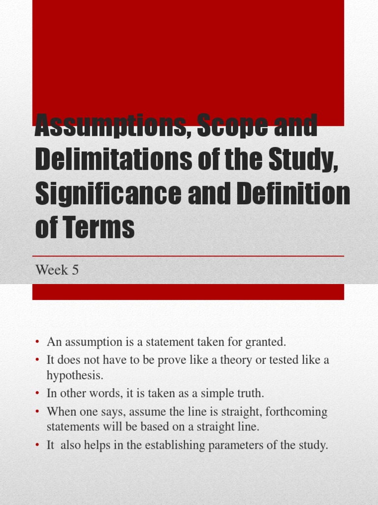 Assumptions and Delimitations in Research | PDF