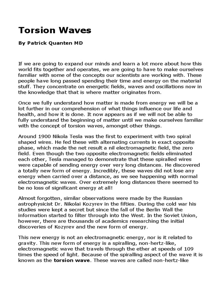 Torsion Waves PDF Luminiferous Aether Waves