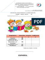 Evaluación Primer Bimestre, Primer Grado. 2