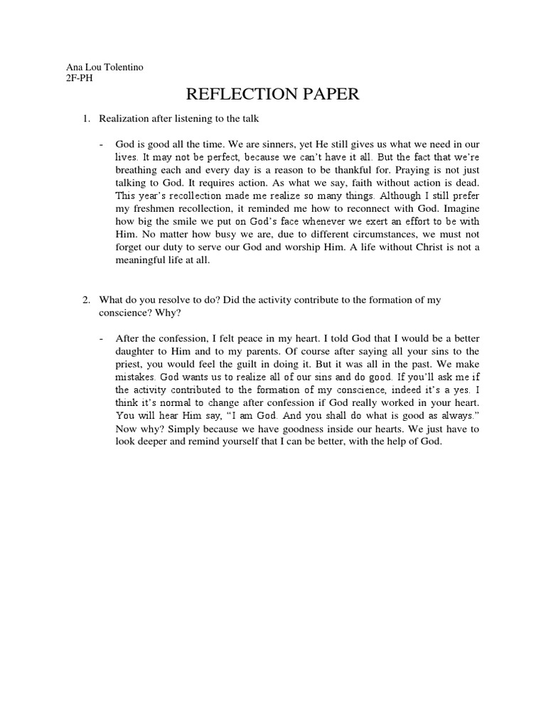 Reflection on Faith and Personal Growth | PDF