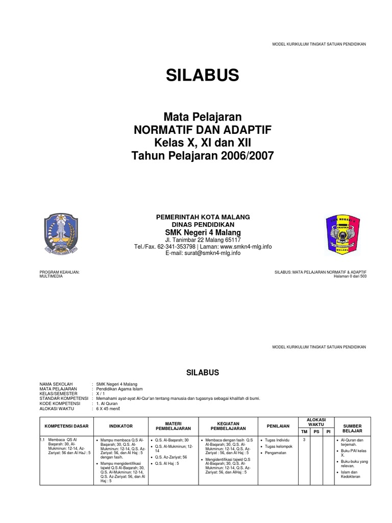 Silabus Smk Normatif Adaptif