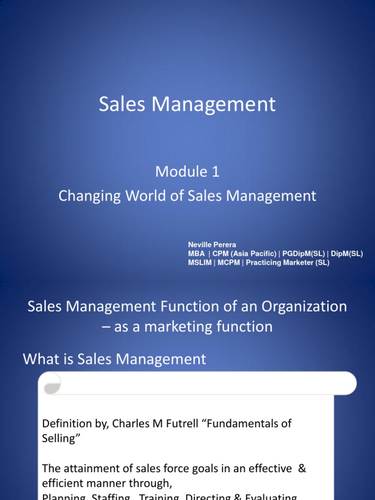 Sales Management Fundamentals and Trends | PDF | Sales | Corporate Jargon