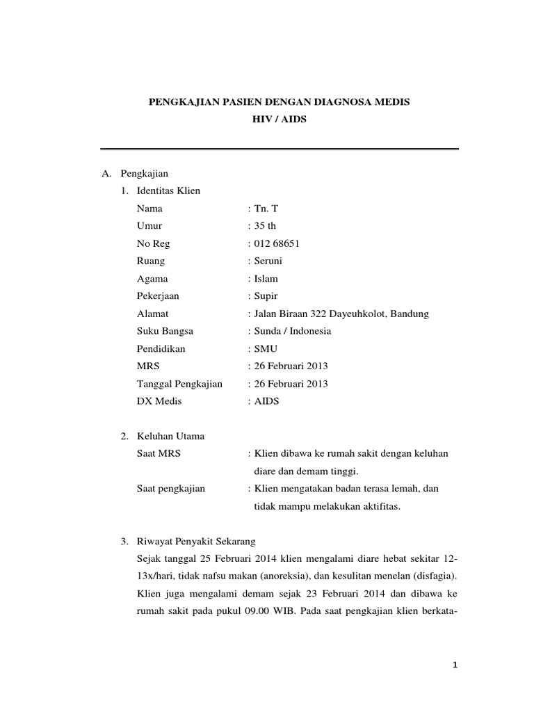 Pengkajian Pasien Hiv Aids | PDF | Kesehatan Holistik
