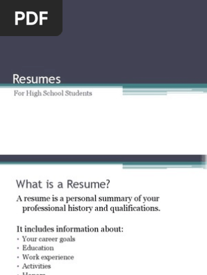 High School Resume Powerpoint