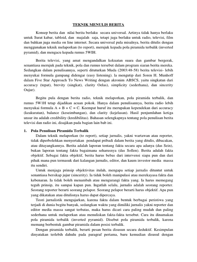 Teknik Menulis Berita