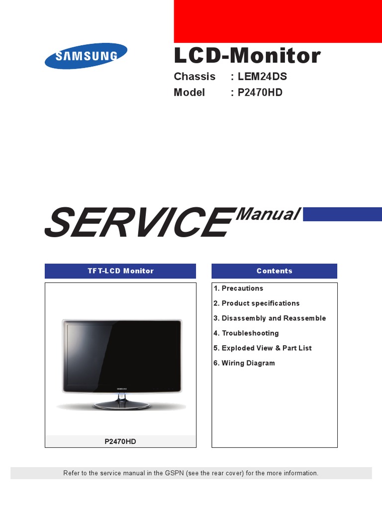 Samsung P2470HD Service Manual (EN) | Electrostatic Discharge |  Electrostatics