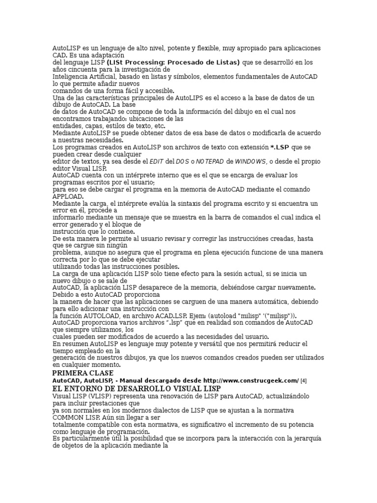 AutoLISP Programacion Parte 1 | PDF | Lenguaje de programación ...
