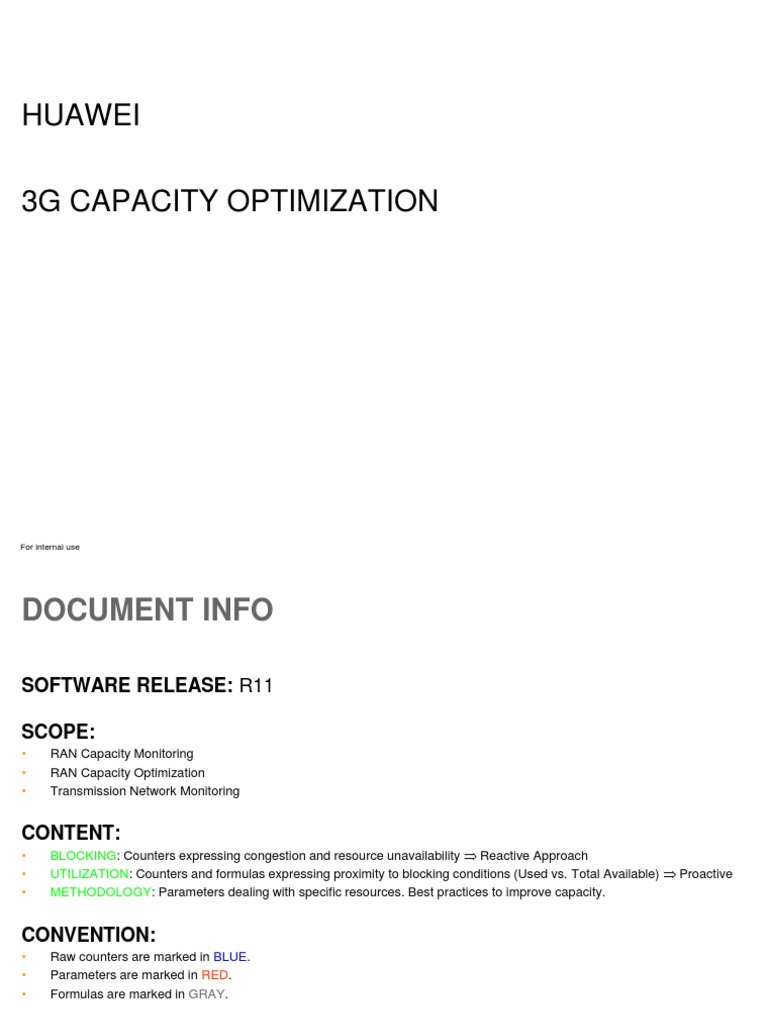 3G Capacity Optimization Guide | PDF | High Speed Packet Access ...