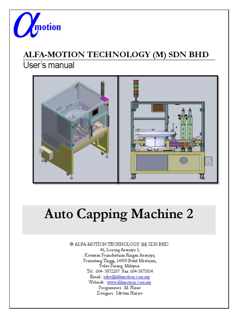 Auto Capping Machine User Manual | PDF | Switch | Power Supply