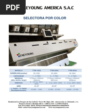 Selectora Optica De Granos Taeyoung Corea Pdf Quinua Dispositivo De Carga Acoplada