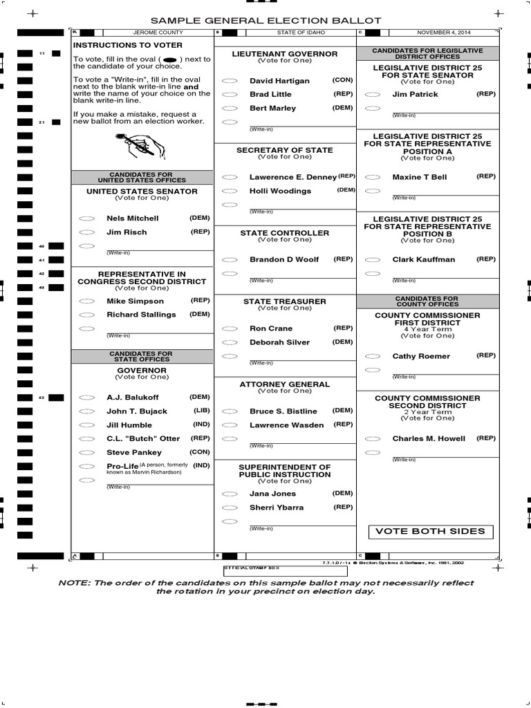 Jerome County Sample Ballot Rulemaking Political Events