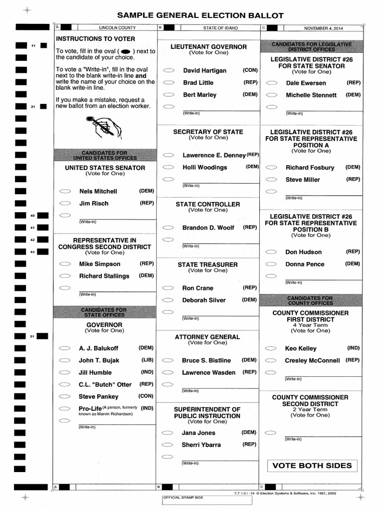 Lincoln County Sample Ballot