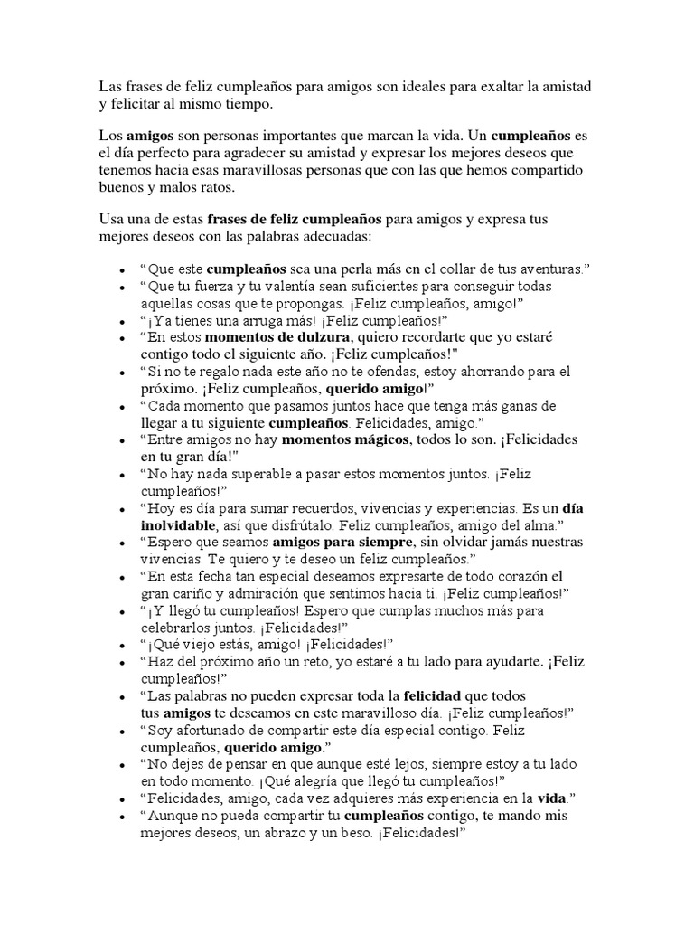 Frases de Cumpleaños para Amigos | PDF | Cumpleaños | Ocio, image size:768x1024