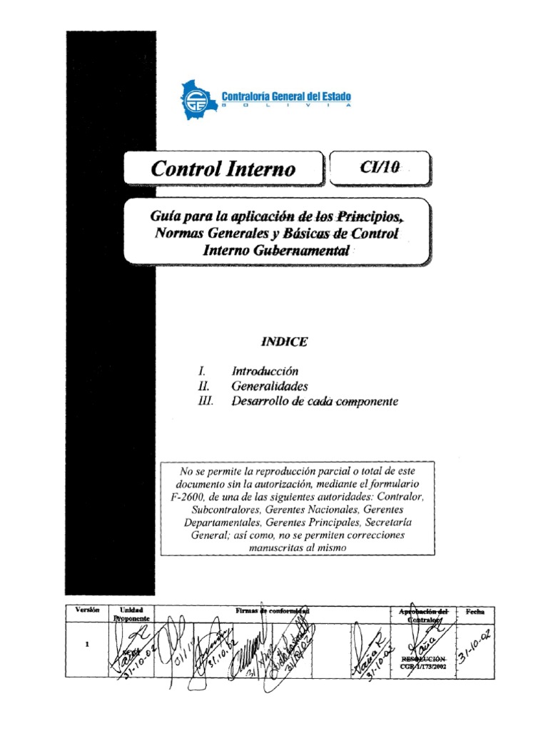 Normas de Control Interno Gubernamental | PDF | Calidad (comercial ...
