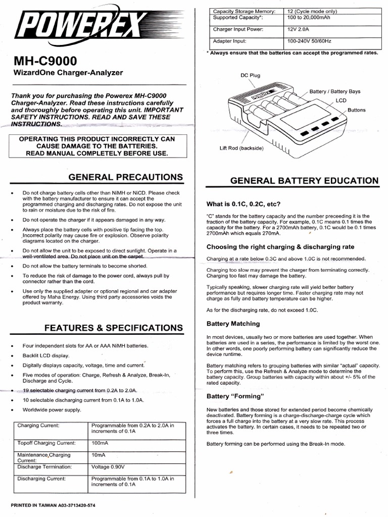 POWEREX MH-C9000 Manual EN v574 | Battery Charger | Battery (Electricity)