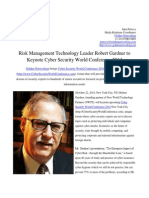 Risk Management Technology Leader Robert Gardner to Keynote Cyber Security World Conference 2014