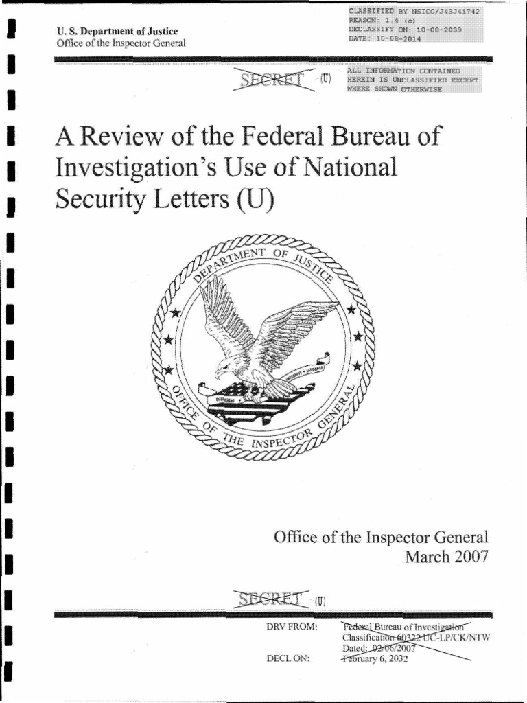 DOJ OIG Review of FBI's Use of National Security Letters 20032005
