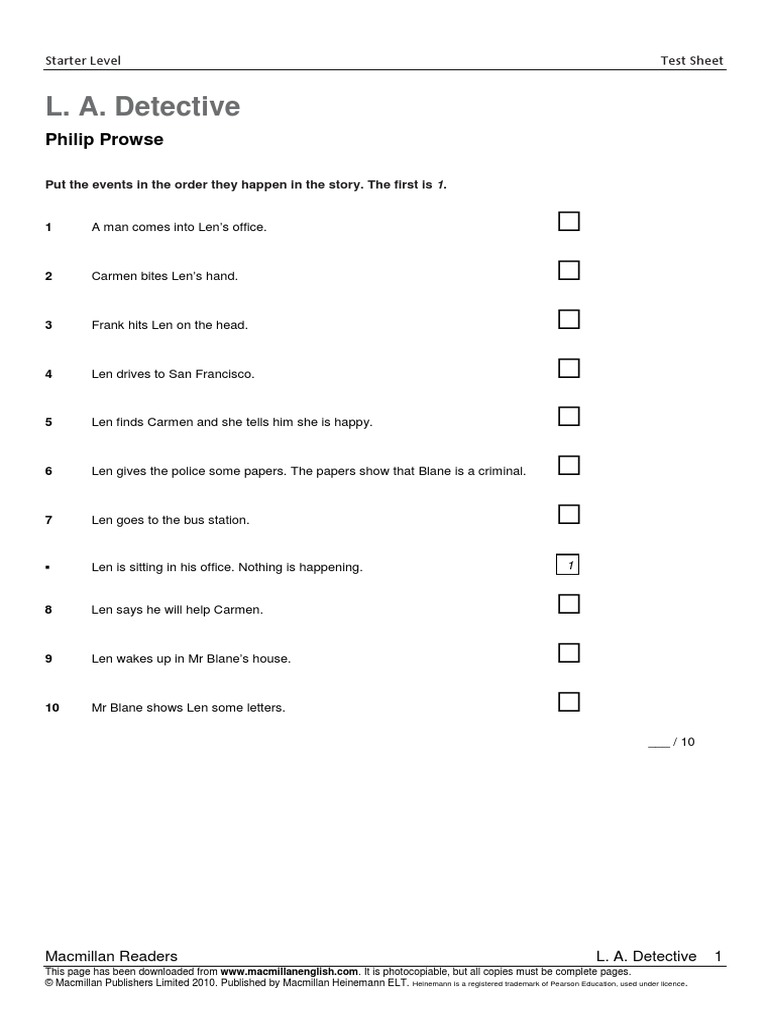 L A Detective Test PDF | PDF | Mystery, Thriller & Crime Fiction