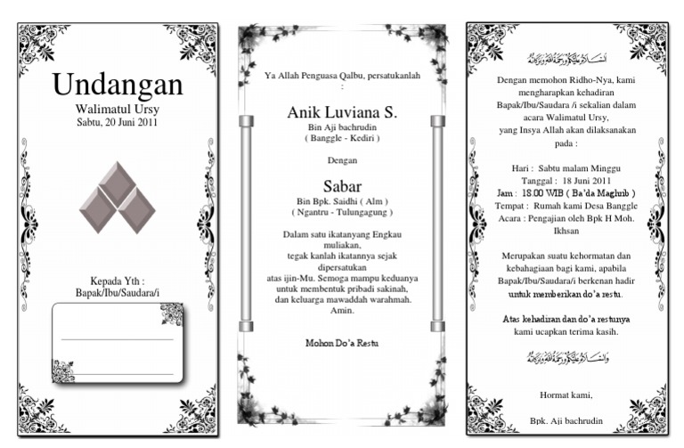 Undangan Lipat Jadi 3