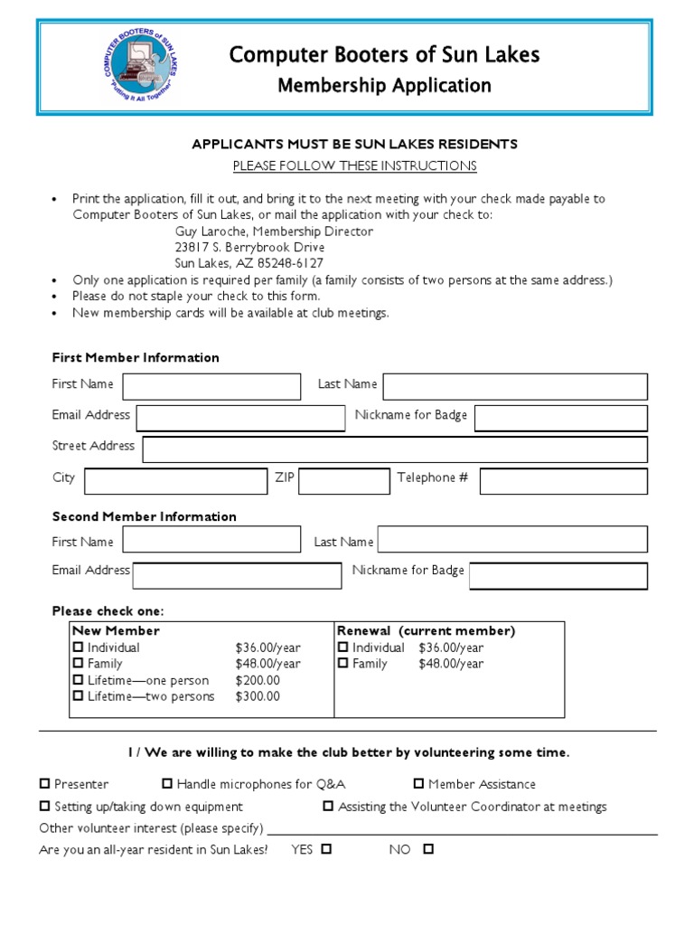 Membership Application - Revised For Current Website | PDF