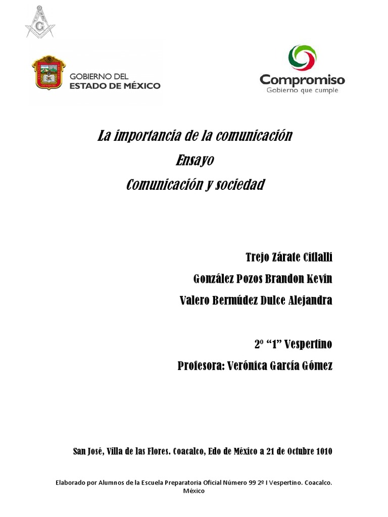 importancia de la comunicacion(ensayo).pdf Comunicación