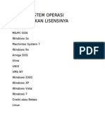 Daftar Sistem Operasi Berdasarkan Lisensinya