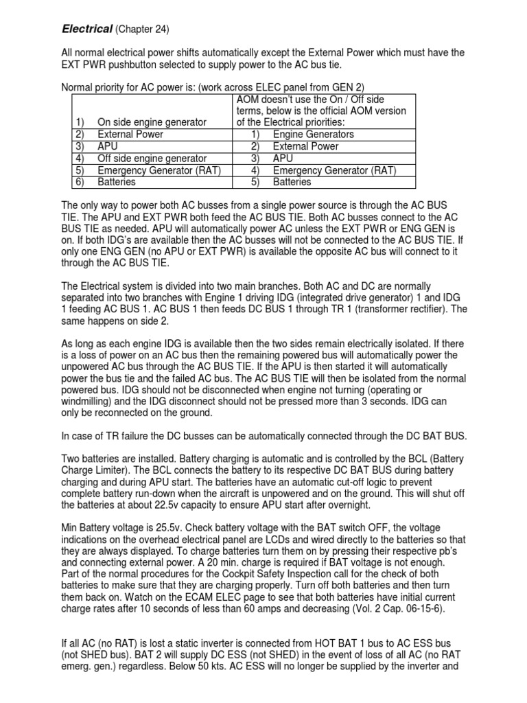 A320 Electrical System | PDF | Electric Power | Alternating Current