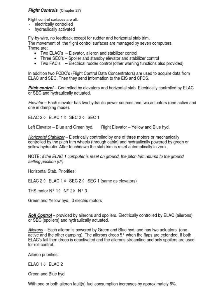A320 Flight Controls PDF Aircraft Flight Control System Stall