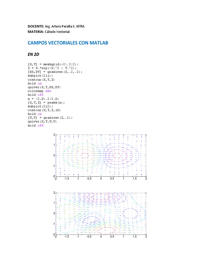 Vector Fields Visualization in MATLAB | PDF | Teaching Methods ...