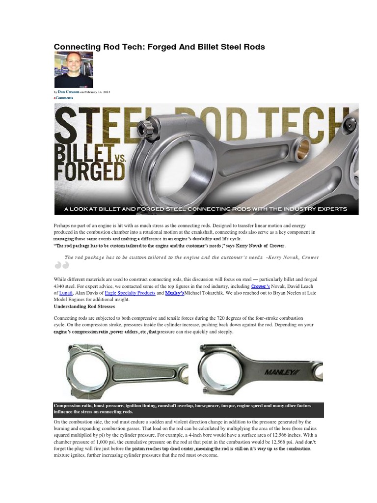 Connecting Rod Tech | PDF | Forging | Steel