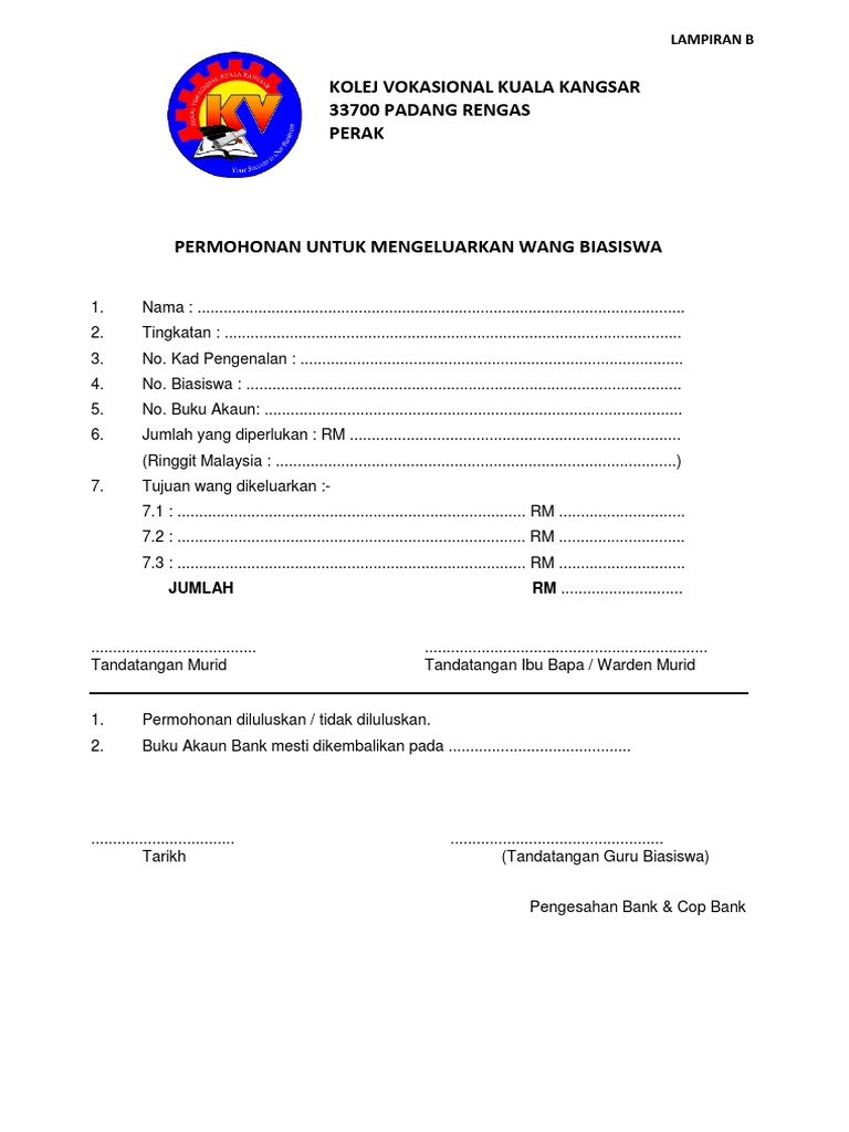 Surat Pengeluaran Biasiswa Pdf