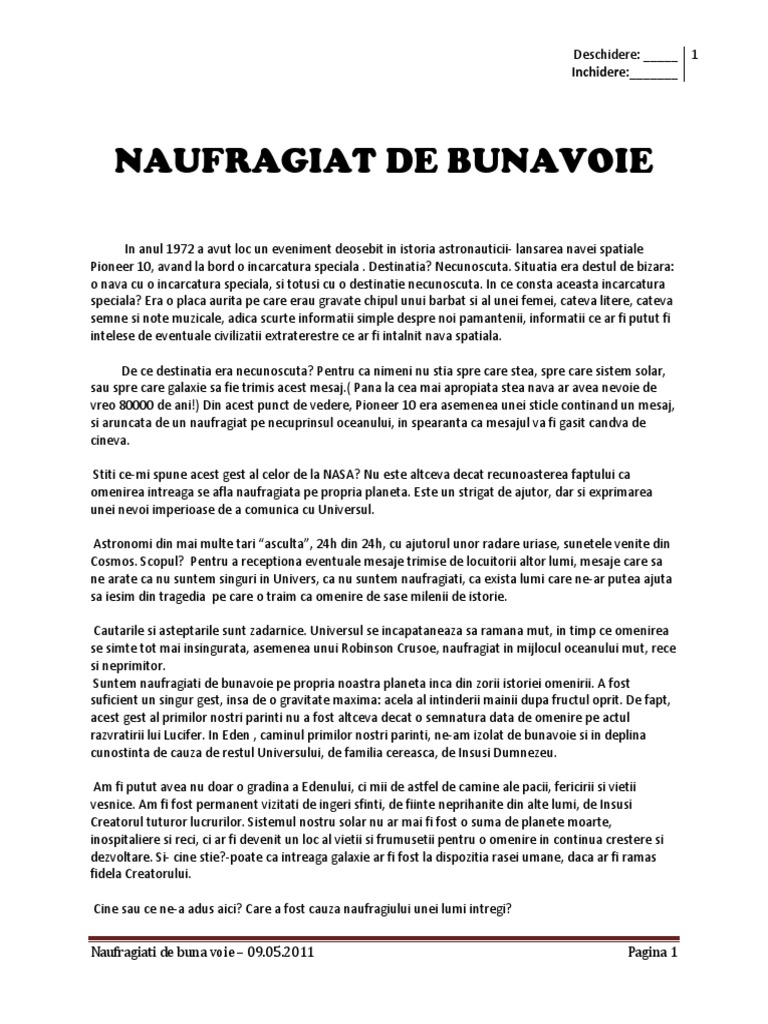 Predica Naufragiat De Buna Voie