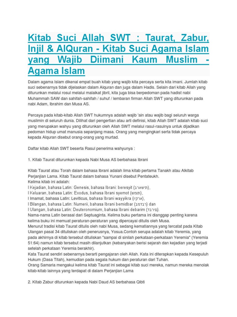 Kitab Suci Allah Swt Pdf